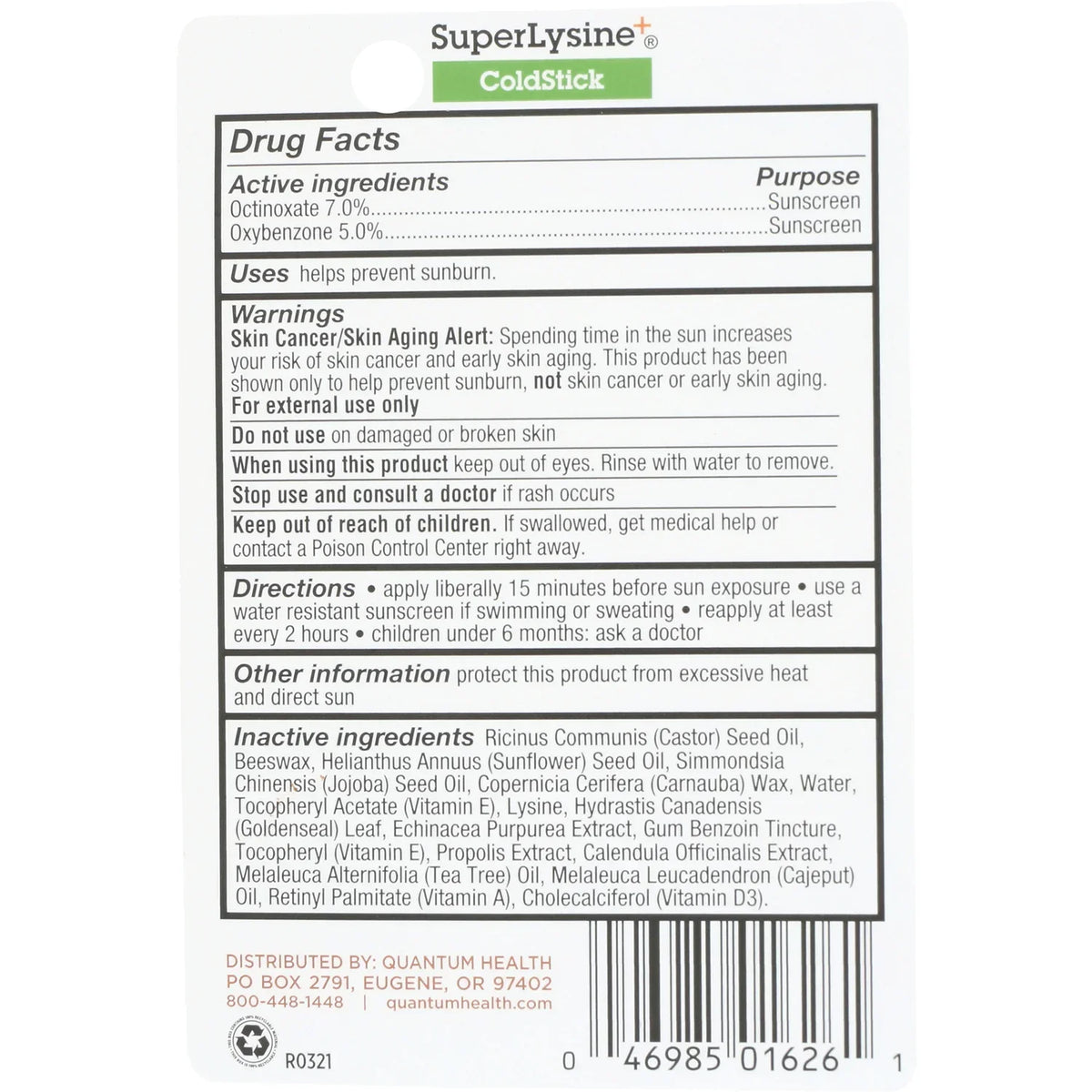 SuperLysine+ ColdStick Lip Sunscreen SPF 21