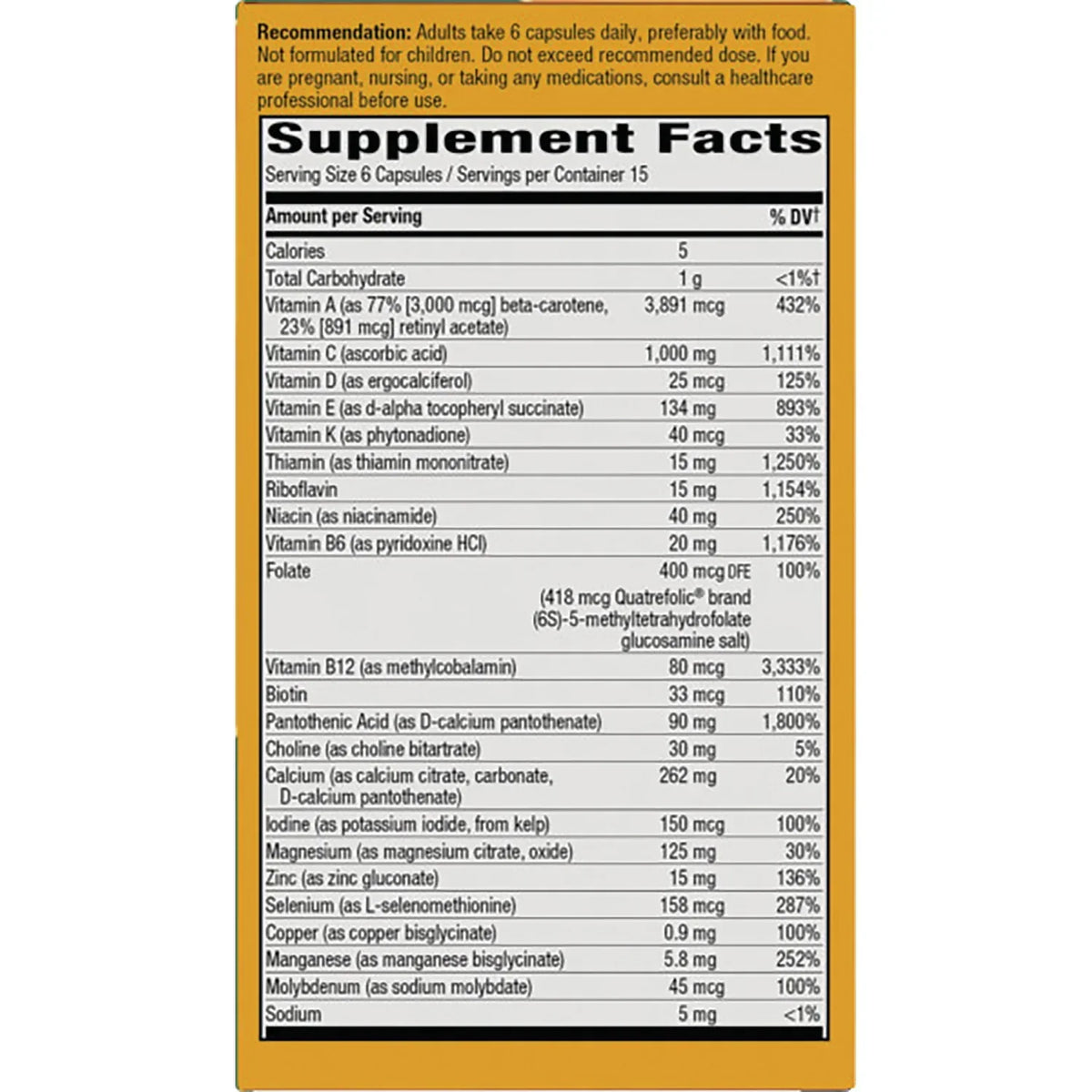 Alive! Max 6 Potency Adult Complete Multivitamin - No Added Iron