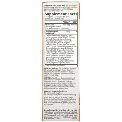 Organics B-12 Organic Spray - Raspberry