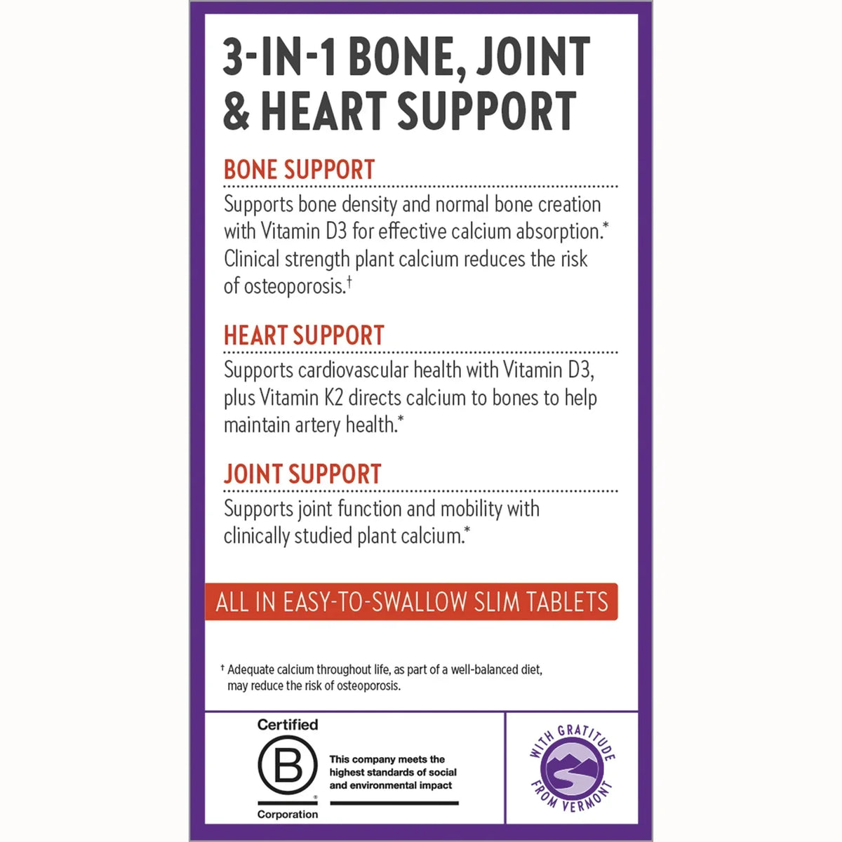 Plant Calcium Bone Strength Take Care - Slim Tablets