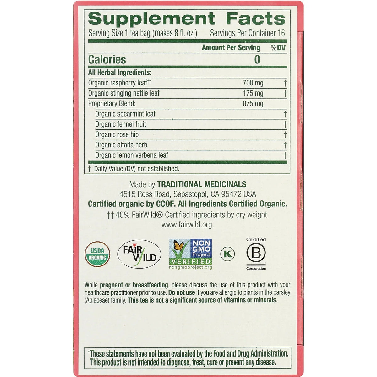 Organic Pregnancy Tea - Raspberry Leaf