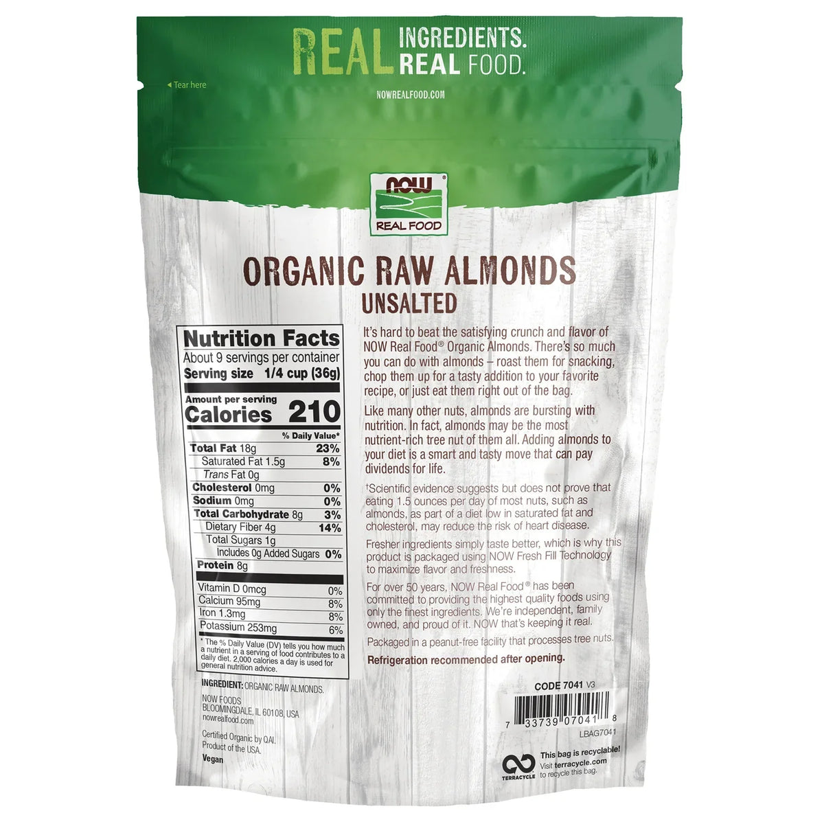 Organic Unsalted Raw Almonds