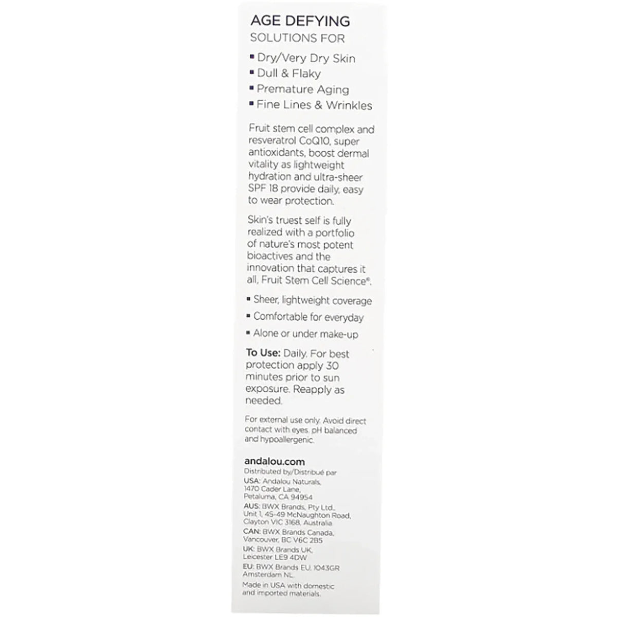 Age Defying Ultra Sheer Daily Defense Facial Lotion - SPF 18