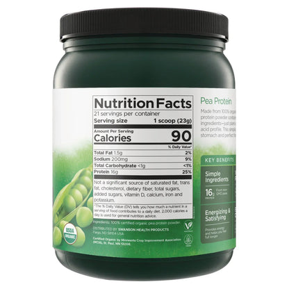 100% Organic Pea Protein Powder - Non-GMO Unflavored